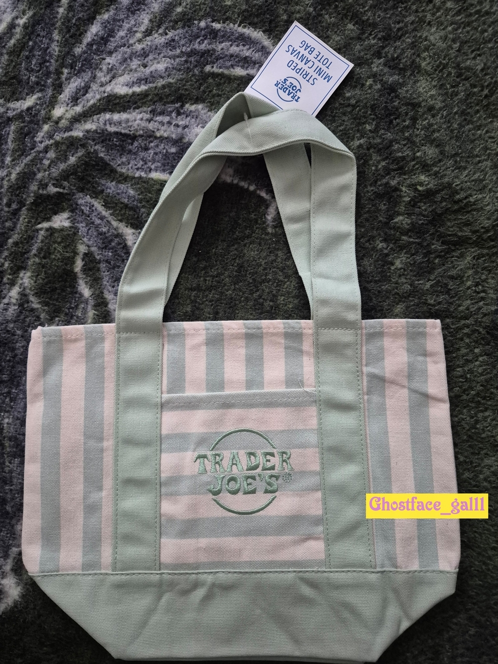 SeaFoam Green Striped Mini Tote